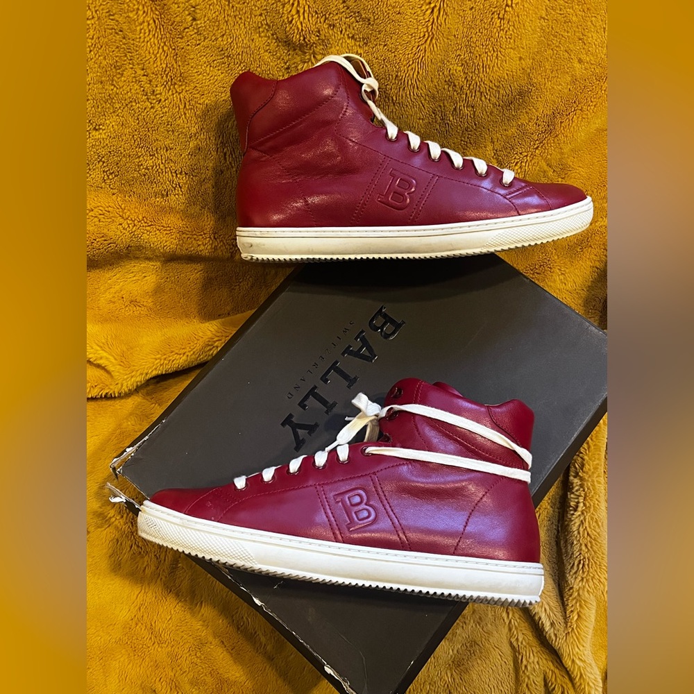 Mens Ballly sneakers red leather us 9